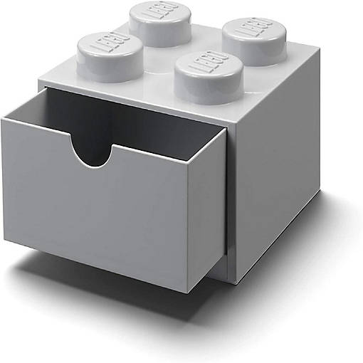 LEGO Desk Drawer 4 Knobs Stackable Storage Box Grey