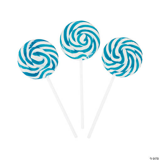 Light Blue Swirl Lollipops - 24 Pc.