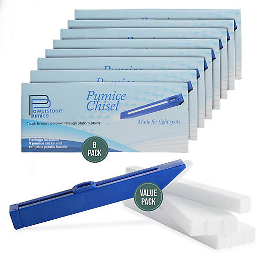 Long Lasting Chisel Sticks - 8 Pack - Refillable Case with 8 Scouring Sticks to Remove Stains
