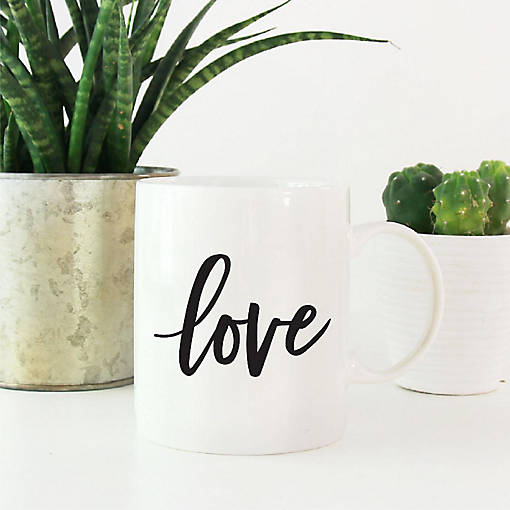 Love Black Calligraphy Ceramic Mug