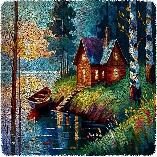 LovelyLust.com Lakeside Rug Making Latch Hooking Kit (Printed canvas)