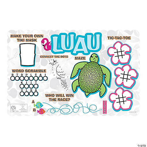 Luau Activity Placemats - 12 Pc.