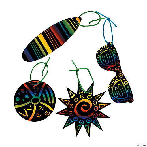 Magic Color Scratch Tropical Ornaments - 24 Pc.