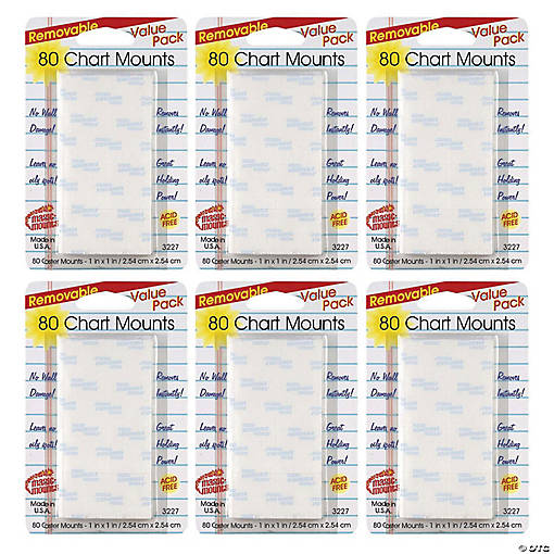 Magic Mounts Removable Chart Tabs, 1" x 1", 80 Per Pack, 3 Packs