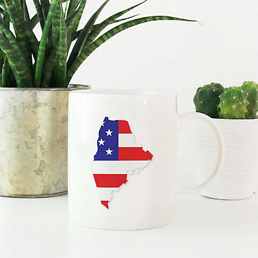 Maine US Flag Ceramic Mug