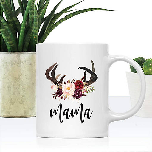 Mama Antlers Florals Ceramic Mug
