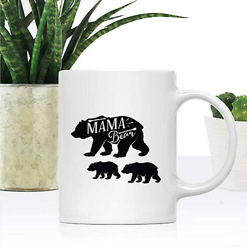 Mama Bear Two Cubs Ceramic Mug