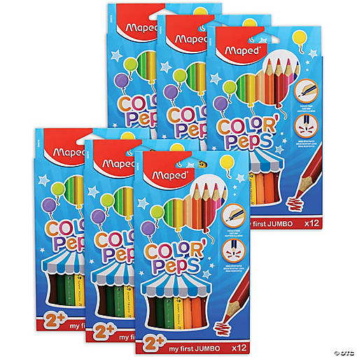 Maped Color'Peps My First Jumbo Triangular Colored Pencils, 12 Per Pack, 6 Packs