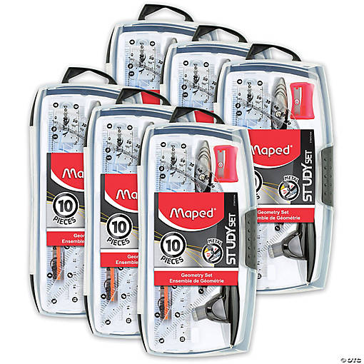 Maped Study Metal Compass, 10 Piece Set, 6 Sets