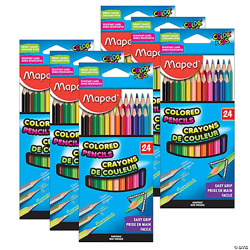 Maped Triangular Colored Pencils, 24 Per Pack, 6 Packs