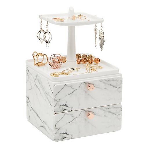Marble Makeup Organizer with Rose Gold Trim