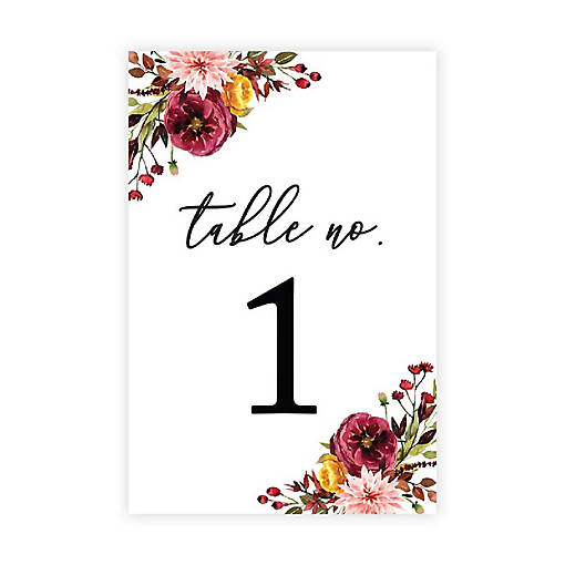 Marsala Floral Numbers 1 20