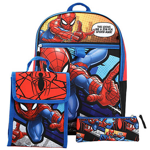 Marvel Spiderman Backpack Accessories 5 Piece Value Set for Boys