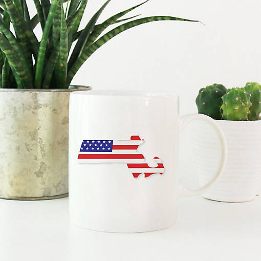 Mass. US Flag Ceramic Mug