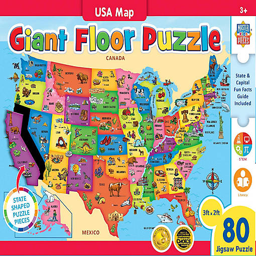 MasterPieces Explorer - USA Map 80 Piece Floor Jigsaw Puzzle