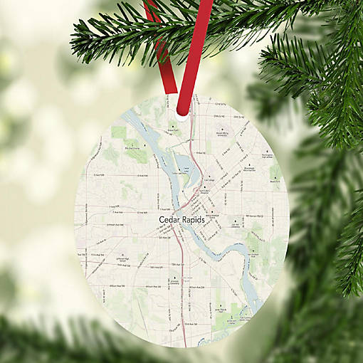 MDF Ornament Cedar Rapids Iowa Map