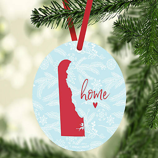 MDF Ornament Delaware Home Blue/Red