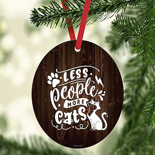 MDF Ornament Less People More Cats