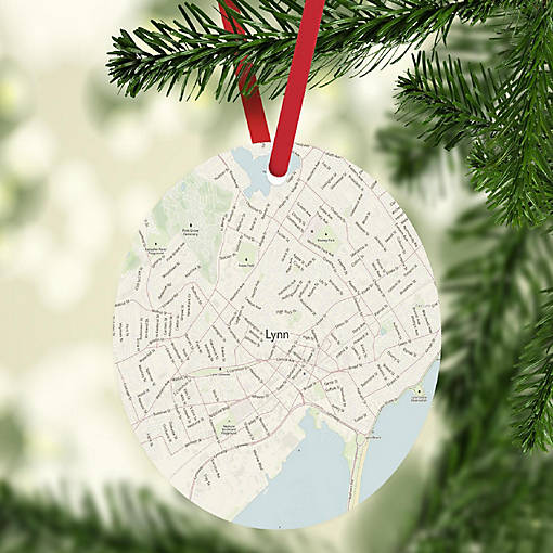 MDF Ornament Lynn Massachusetts Map