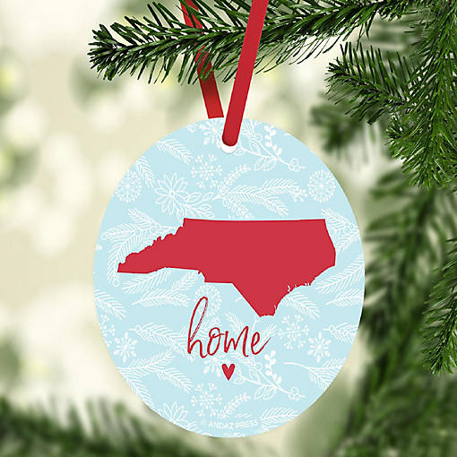 MDF Ornament N. Carolina Home Blue/Red