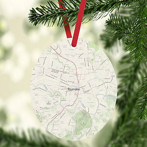 MDF Ornament Roanoke Virginia Map