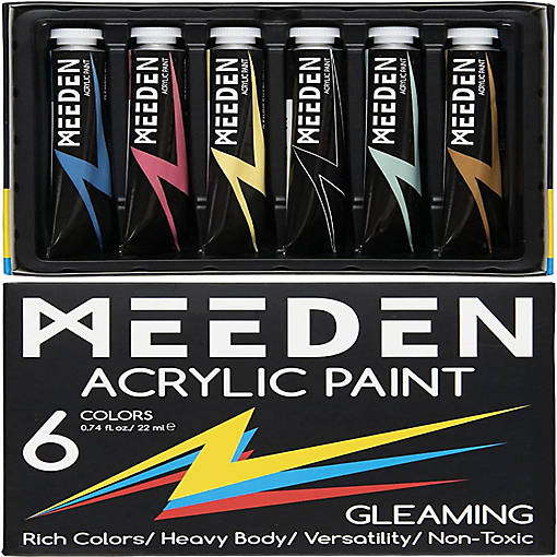 MEEDEN Glitter Acrylic Paint Medium, 6 Tubes