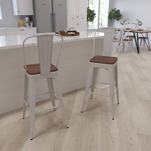 Merrick Lane 30" White Counter Bar Stool