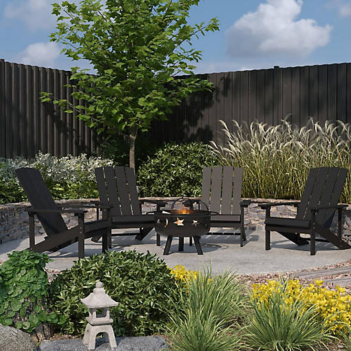 Merrick Lane 4 Slt Gray Adirondacks-Firepit