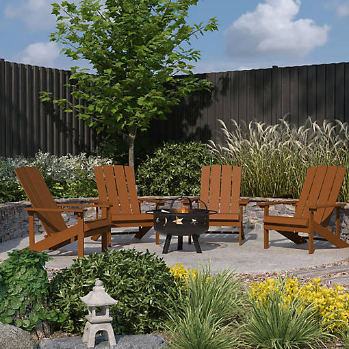 Merrick Lane 4 Teak Adirondacks-Firepit