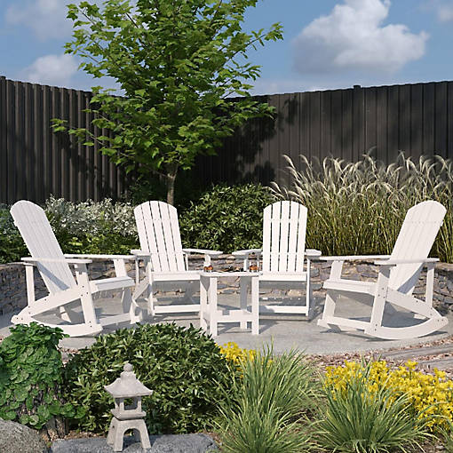Merrick Lane 4 White Rocker &amp; Side Table