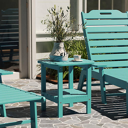 Merrick Lane Blue 2 Tier Patio Side Table