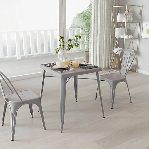 Merrick Lane Silver SQ Metal Table