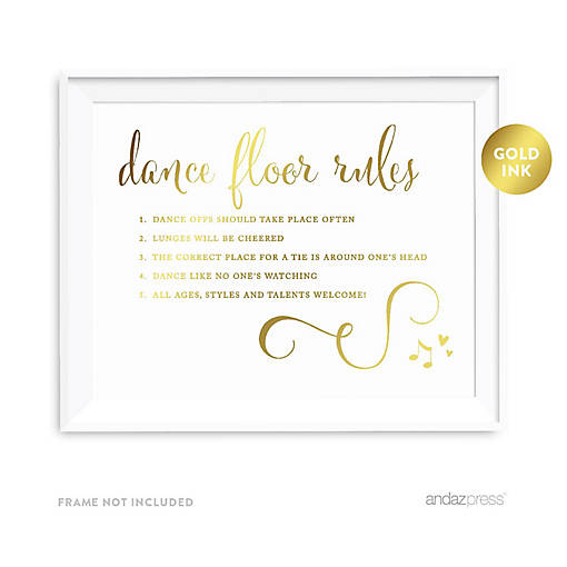 Metallic Gold Dance Floor Rules 8.5x11