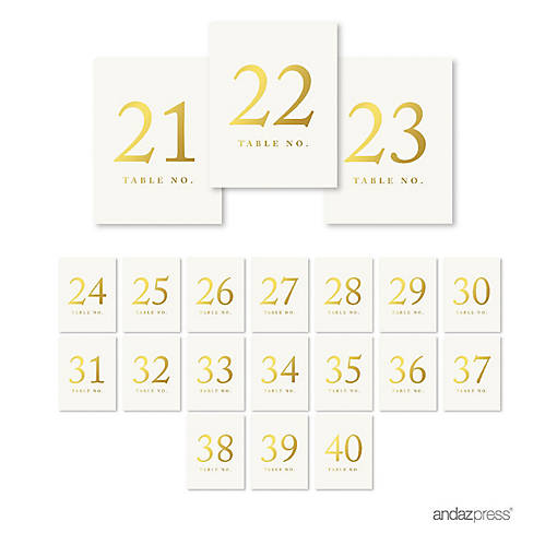 Metallic Gold Table Numbers 21-40 4x6