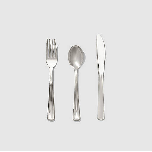 Metallic Silver Cutlery -30/pack