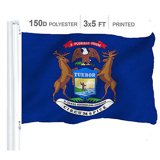 Michigan State Flag 150D Printed Polyester 3x5 Ft