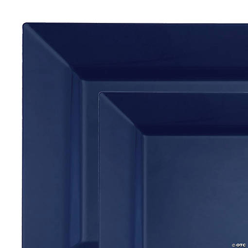 Midnight Blue Square Plastic Dinnerware Value Set (40 Dinner Plates + 40 Salad Plates)