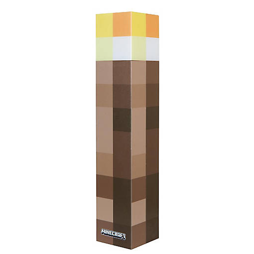 Minecraft Led Torch Lamp - 11&amp;#8221; Brownstone Pixel Replica, 4 Light Modes