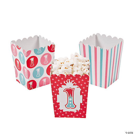 Mini 1st Birthday Circus Popcorn Boxes - 24 Pc.