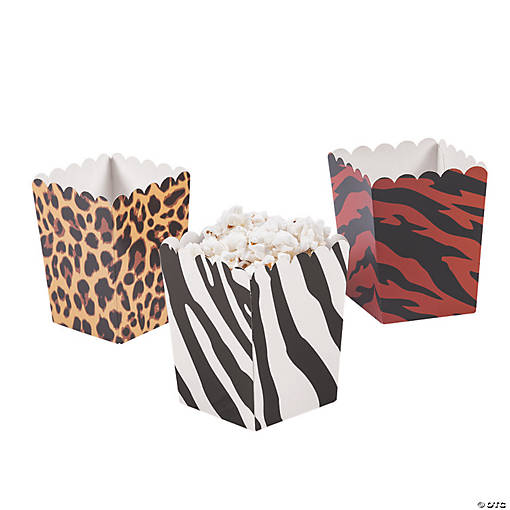 Mini Animal Print Popcorn Boxes - 24 Pc.