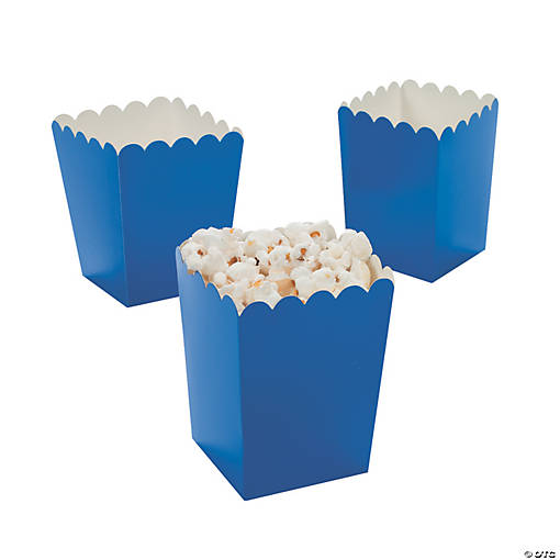 Mini Blue Popcorn Boxes - 24 Pc.