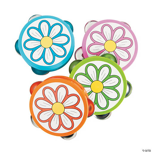 Mini Daisy Tambourines - 12 Pc.