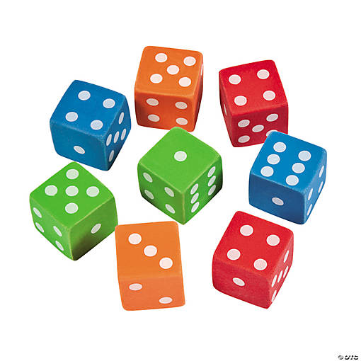 Mini Dice Erasers - 12 Pc.