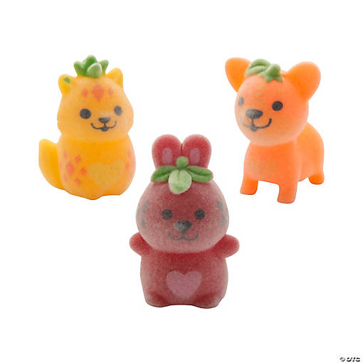 Mini Flocked Cute Fruit Animals &amp;#8211; 24 Pc.