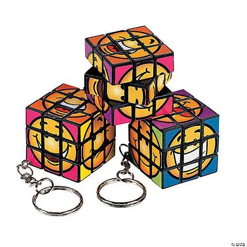 Mini Fun Puzzle Cube Keychains - 12 Pc.
