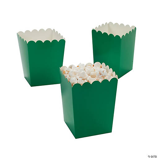 Mini Green Popcorn Boxes - 24 Pc.