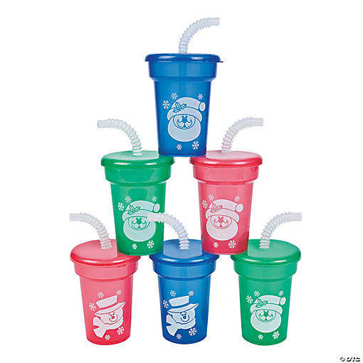 Oriental Trading : Customer Reviews : Kids' Cheery Christmas Reusable  BPA-Free Plastic Cups with Lids & Straws - 12 Ct.