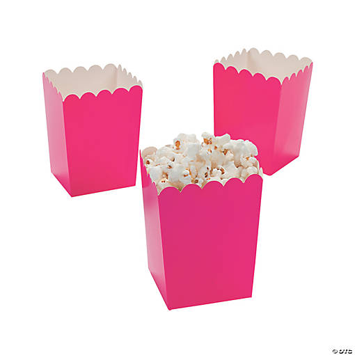 Mini Hot Pink Valentine Popcorn Boxes - 24 Pc.