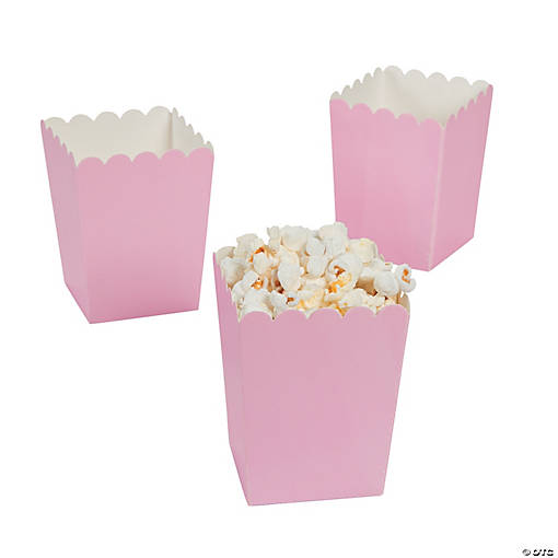 Mini Light Pink Popcorn Boxes - 24 Pc.