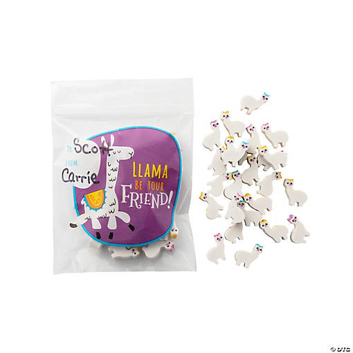 Mini Llama Erasers with Bag for 25